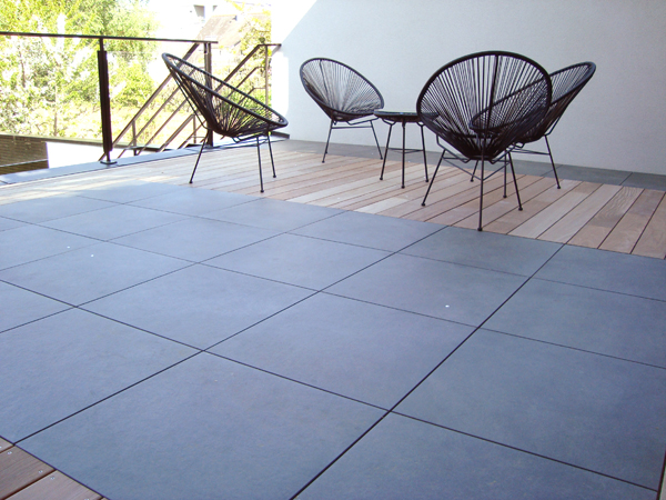 Terrasse gres cerame bois